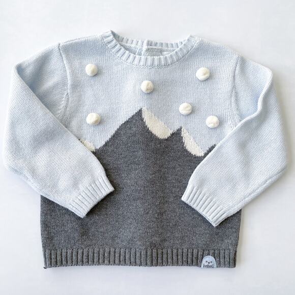 NWOT Unisex Boboli Light Blue Mountain Snow Sweater Size 9 Months - Picture 1 of 5